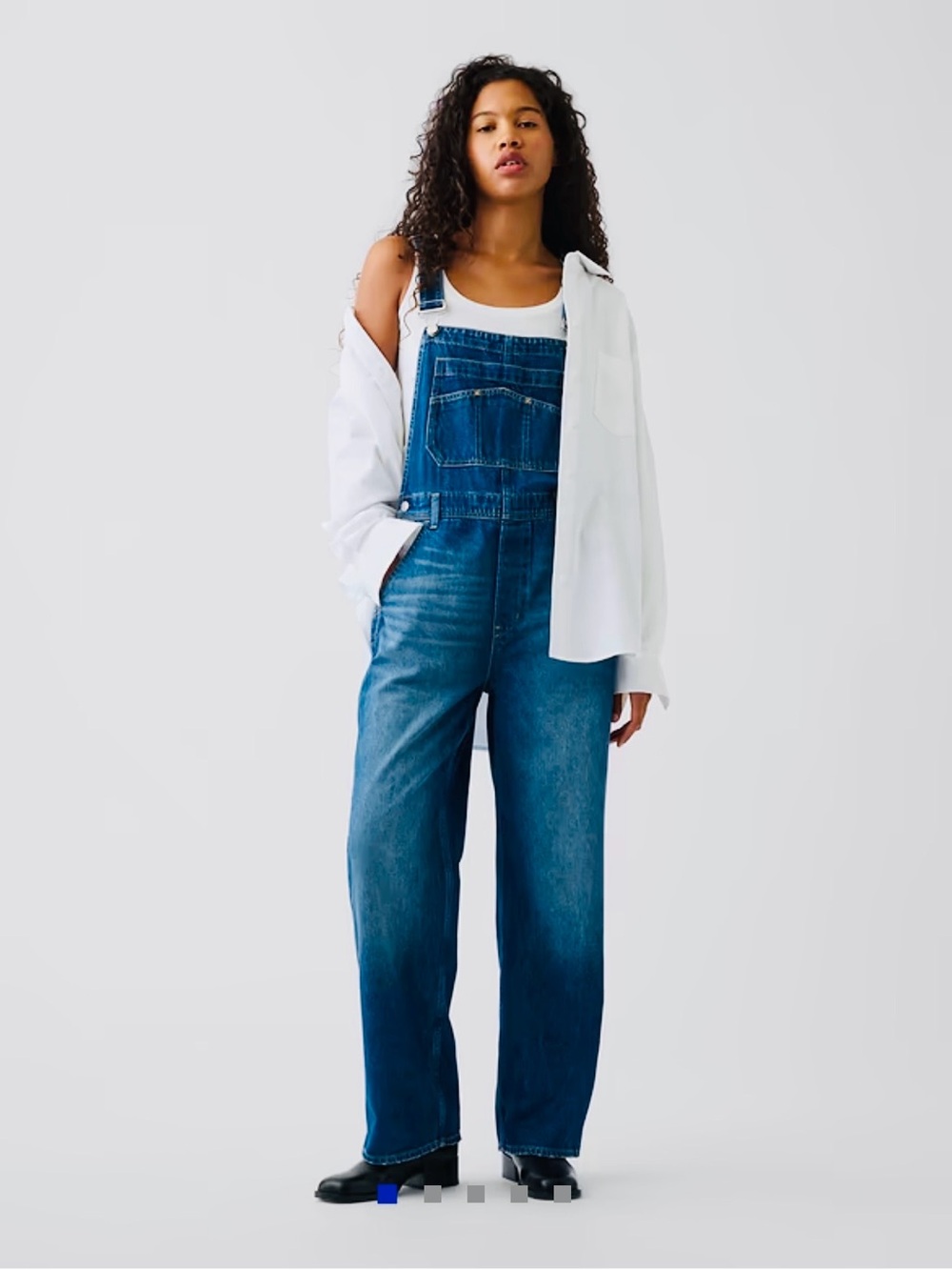 GAP Women's Blue Denim Overalls with Straight Leg